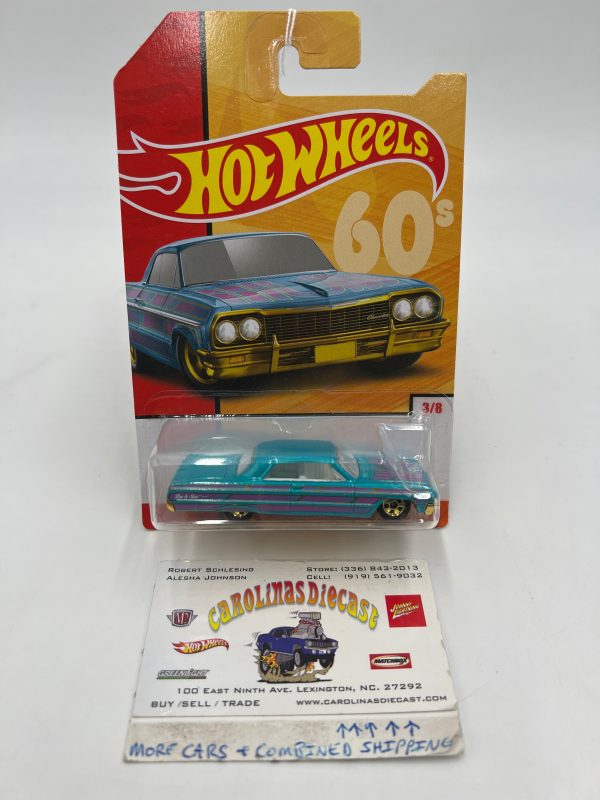 2019 Hot Wheels Throwback Series #3 64 Impala Blue 157A For Sale