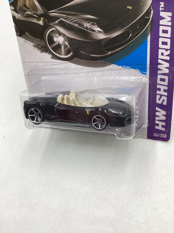 2013 Hot wheels #151 Ferrari 458 Spider Black *Card Not Perfect* SR Fashion