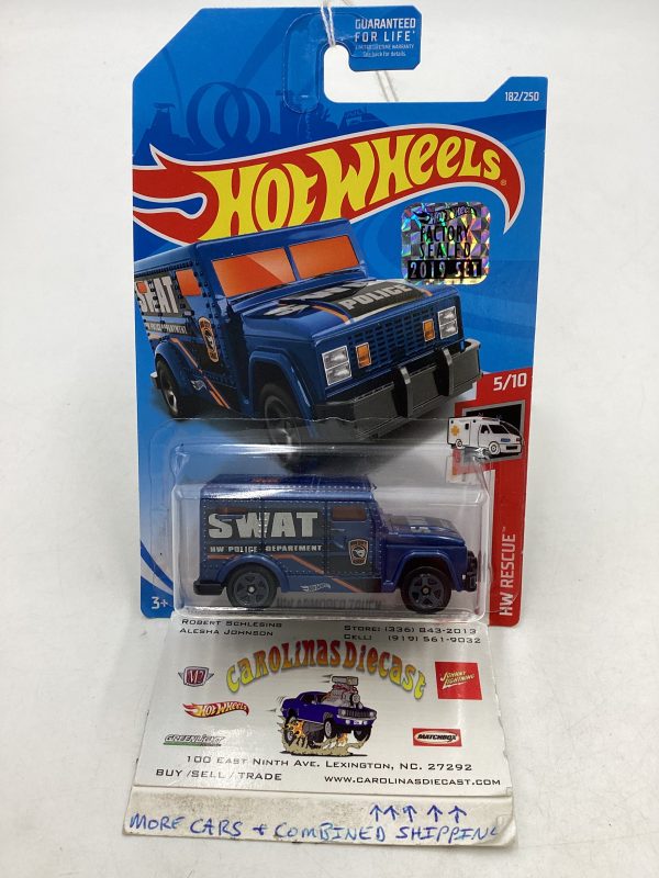 2019 HOT WHEELS  TREASURE HUNT Factory Sealed HW Armored Truck Blue #182 276H on Sale