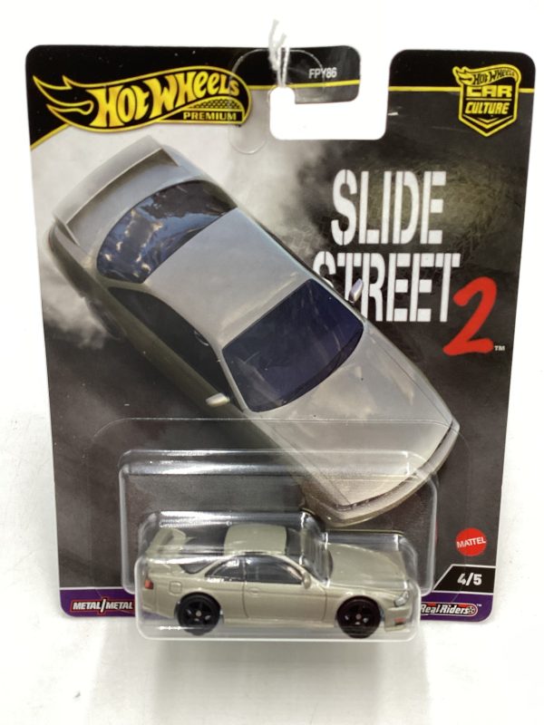 2024 Hot Wheels Car Culture Slide Street 2 #4 Nissan 240SX (S14) Silver 244K For Cheap