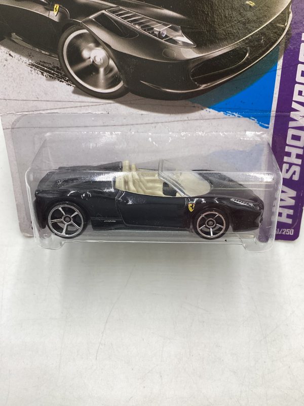 2013 Hot wheels #151 Ferrari 458 Spider Black *Card Not Perfect* SR Fashion