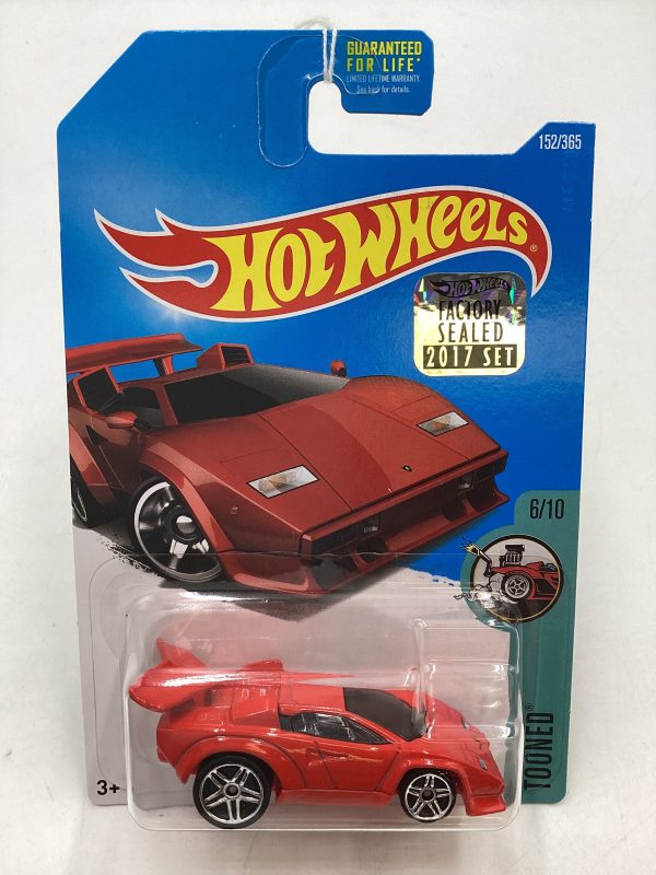 2017 Hot wheels Factory Sealed #152 Lamborghini Countach Red Tooned 102D Hot on Sale