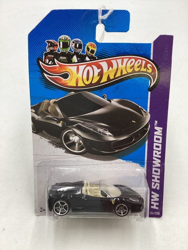 2013 Hot wheels #151 Ferrari 458 Spider Black *Card Not Perfect* SR Fashion