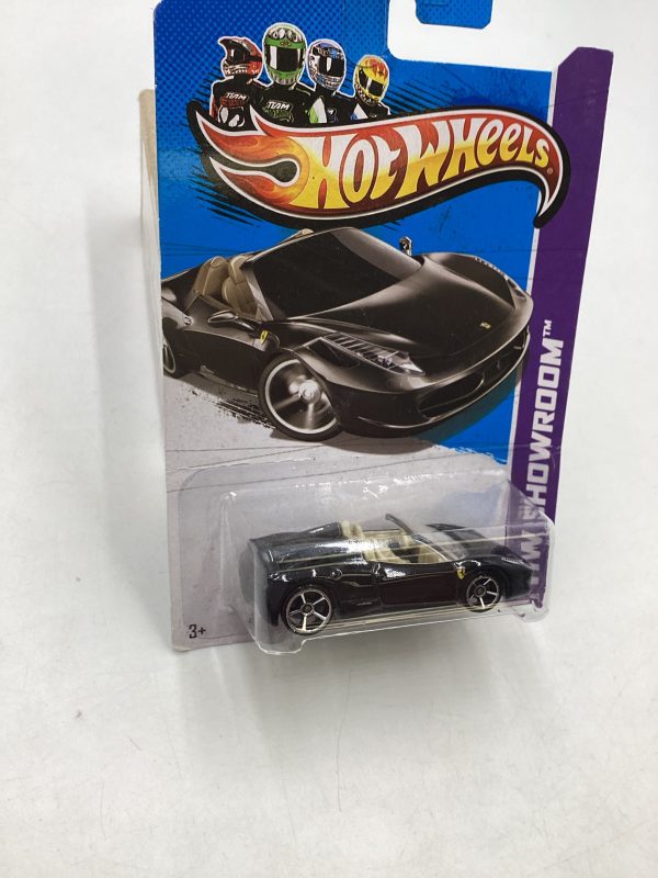 2013 Hot wheels #151 Ferrari 458 Spider Black *Card Not Perfect* SR Fashion