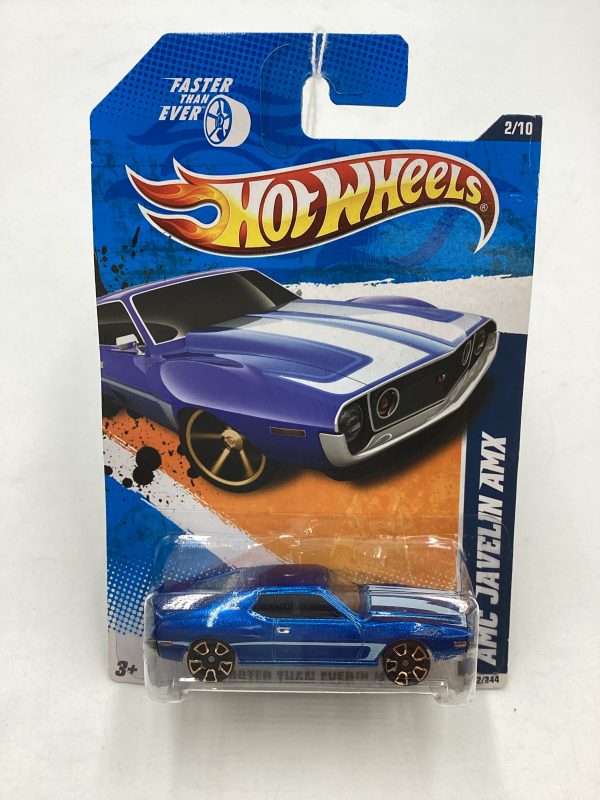 2011 Hot wheels #142 Faster Than Ever AMC Javelin AMX Blue Kmart KDays 236B Fashion