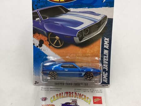 2011 Hot wheels #142 Faster Than Ever AMC Javelin AMX Blue Kmart KDays 236B Fashion