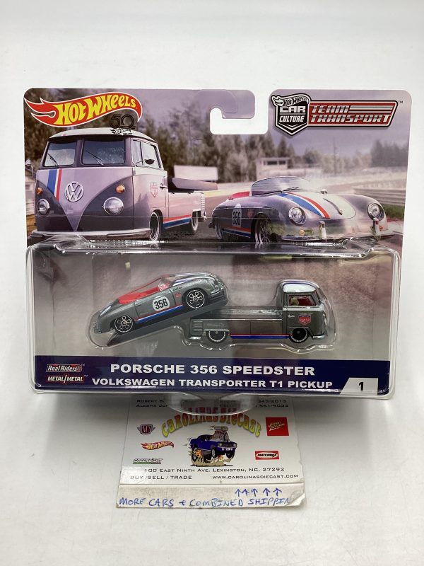 2018 Hot Wheels Team transport #1 Porsche 356 Speedster & Volkswagen Transporter T1 Pickup with Protector Online