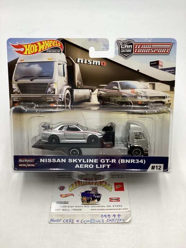 2019 Hot Wheels Team Transport #12 Nissan skyline GT-R r34 Aero Lift W Protector For Discount