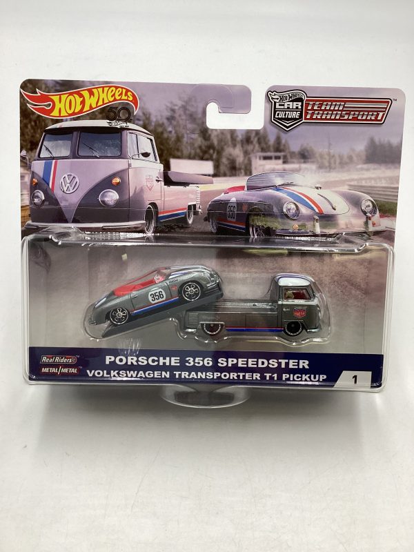 2018 Hot Wheels Team transport #1 Porsche 356 Speedster & Volkswagen Transporter T1 Pickup with Protector Online