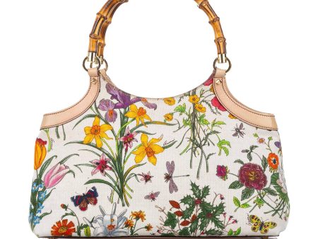 Gucci Bamboo Flora Canvas Handbag Supply