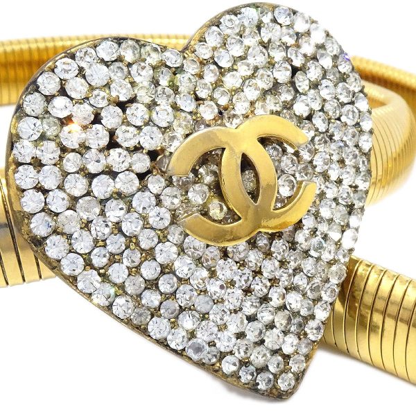 Chanel 1986-1994 Crystal & Gold Heart Belt Online now