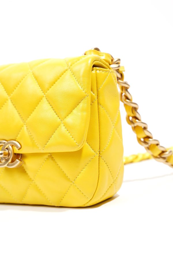 CHANEL Candy Chain CC Yellow Mini Square Flap Bag For Cheap