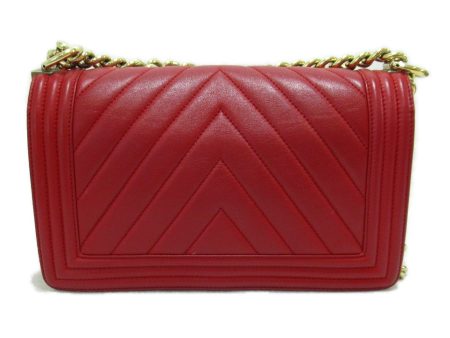 CHANEL BOY  ChainShoulder Bag Red Lambskin Online