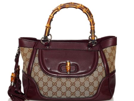 Gucci Bamboo GG Canvas Tassel Tote Bag Sale