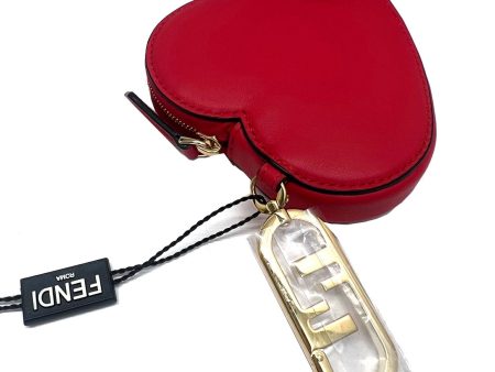 Fendi heart-shaped coin case wallet leather ladies red gold metal fittings 8M0467 new FF logo gift For Discount