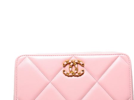 Chanel 19 Quilted Goatskin Long Zip Around Wallet Hot on Sale