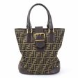 Fendi Handbag Zucca Canvas Leather Brown Gold Women s For Cheap