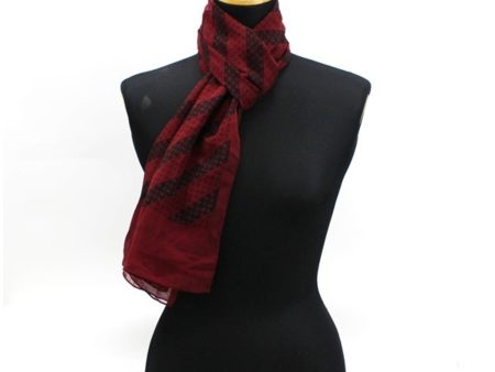 FENDI Silk Scarf Muffler Rectangular Red x Wine Stripe Pattern  Women s Hot on Sale