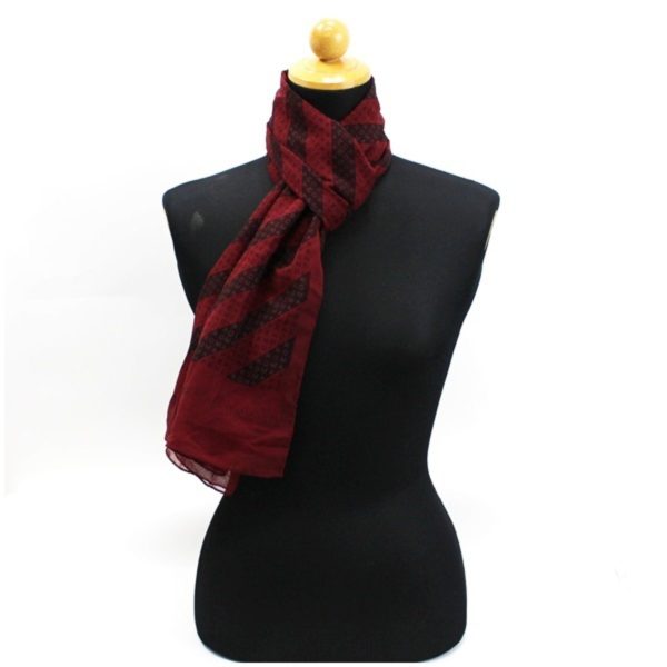 FENDI Silk Scarf Muffler Rectangular Red x Wine Stripe Pattern  Women s Hot on Sale