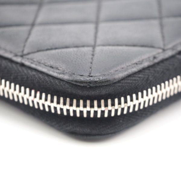 CHANEL  Matelasse Round Zip Wallet Long Black Ladies Online Sale