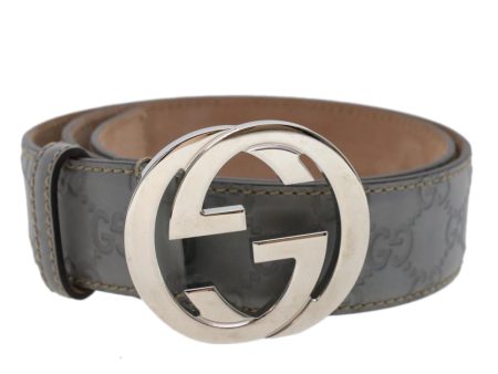 GUCCI GG Canvas interlocking ssima Belt 37.4  Gray For Cheap