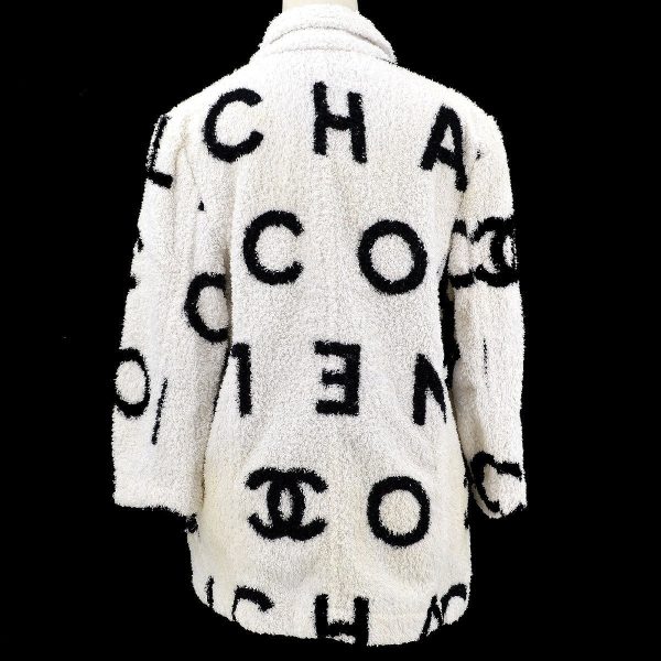 Chanel * Cruise 1993 Terry Cloth Double Breasted Jacket White For Discount