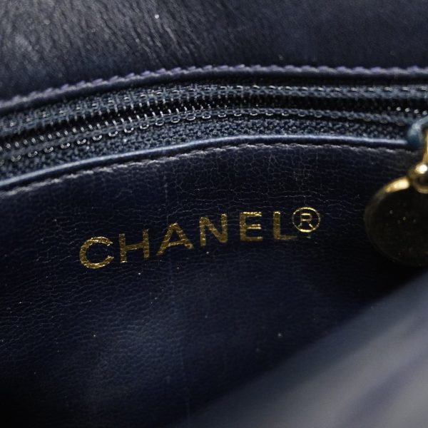 CHANEL   V Stitch Leather Shoulder Bag Navy Online Sale