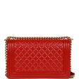 Chanel New Medium Boy Bag Red Lambskin Antique Gold Hardware Supply