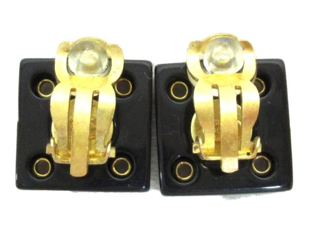 CHANEL Earring Earring Black Gold Gold Plated Black Gold Sale