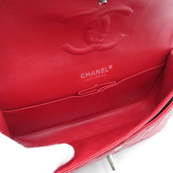 CHANEL Matelasse W Flap Chain Shoulder Bag Red Caviar Skin [Grained Calf] Online Hot Sale