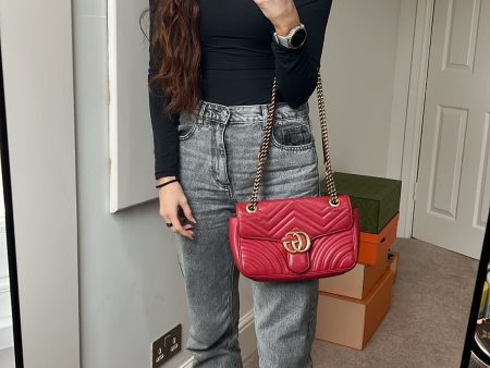 Gucci GG Hibiscus Red Marmont Small Shoulder Bag ( 1,800) For Discount