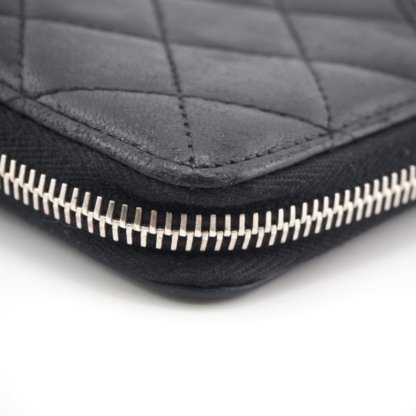 CHANEL  Matelasse Round Zip Wallet Long Black Ladies Online Sale