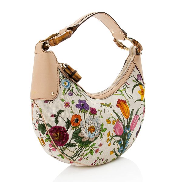 Gucci Flora Bamboo Half Moon Medium Hobo Fashion