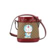 Gucci Doraemon Mini GG Supreme Bucket Bag Shoulder Brown Cherry Red 647801 Discount