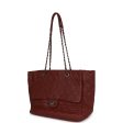 Chanel Large Duo Tote Bag Burgundy Calfskin Ruthenium Hardware Online now