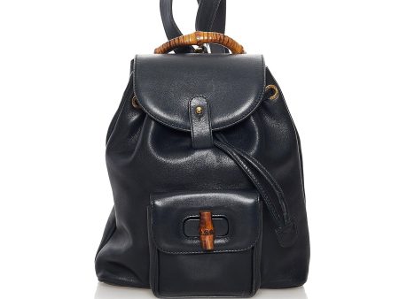 Gucci Bamboo Drawstring Leather Backpack For Cheap