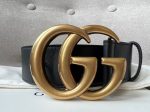 Gucci GG Marmont Black Leather Belt with Gold Buckle (£380) For Sale