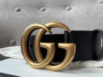 Gucci GG Marmont Black Leather Belt with Gold Buckle (£380) For Sale