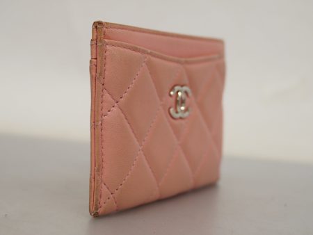 CHANEL   Matelasse Gold Hardware Leather Card Case Pink Sale