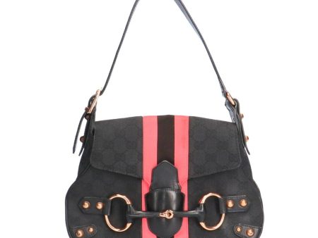 Gucci GG Horsebit Webbing Shoulder Bag Ladies Online Sale