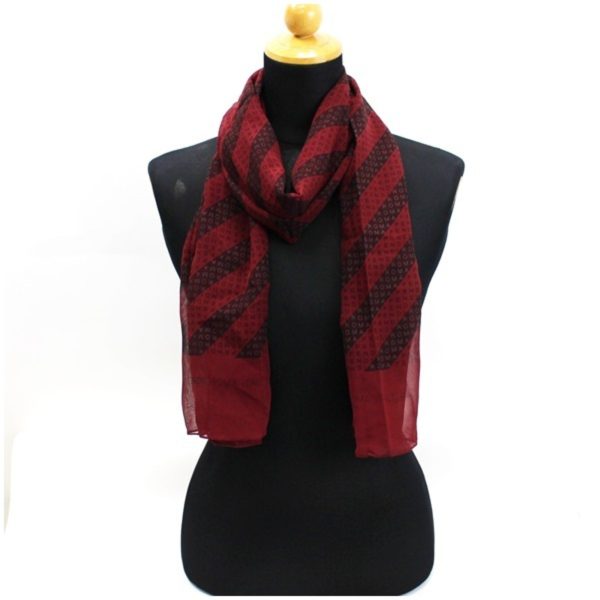 FENDI Silk Scarf Muffler Rectangular Red x Wine Stripe Pattern  Women s Hot on Sale