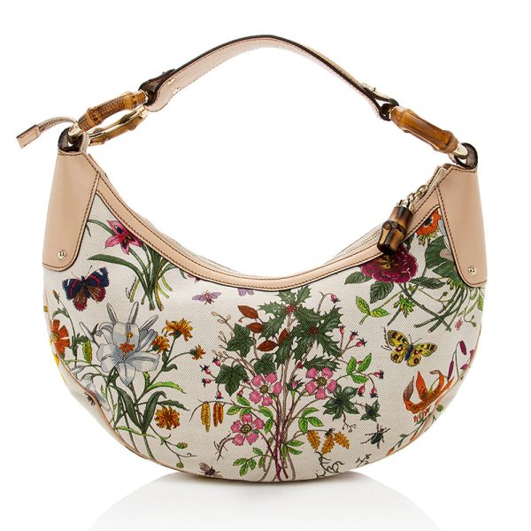 Gucci Flora Bamboo Half Moon Medium Hobo Fashion