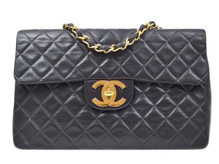 CHANEL 1991-1994 Classic Flap Maxi Black Lambskin For Sale