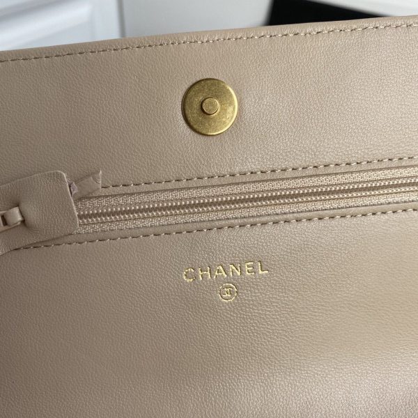 CHANEL 19 Wallet on chain WOC beige on Sale