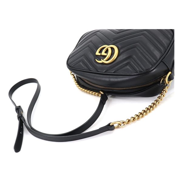 Gucci GG Marmont Quilted Small Chain Shoulder Bag Leather Black 447632 Supply