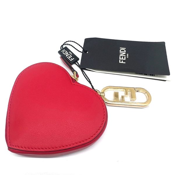 Fendi heart-shaped coin case wallet leather ladies red gold metal fittings 8M0467 new FF logo gift For Discount