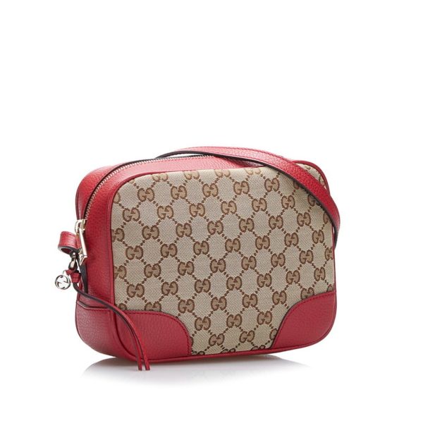 Gucci GG Canvas Shoulder Bag 449413 Brown Red Leather Ladies Gucci Online