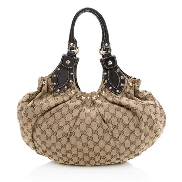 Gucci GG Canvas Studded Pelham Small Shoulder Bag on Sale