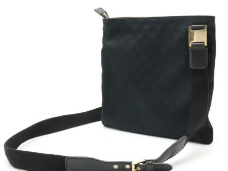 GUCCI GG Canvas Horsebit Shoulder Bag Leather Black 145809 For Discount