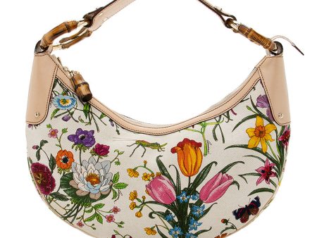 Gucci Flora Bamboo Half Moon Medium Hobo Fashion